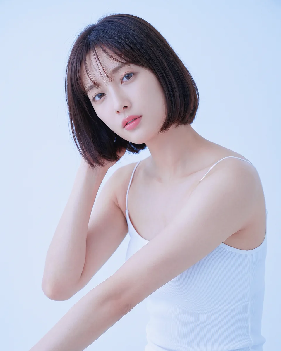 白い衣装を着た花村菫のポートレート